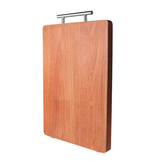 The Solid Rosewood Wooden Cutting Board with a white background, showing off the wood grain and rich wood color.