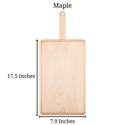Size of the Maple Wooden Cutting Board that is 17.5 inches by 7.9 inches.