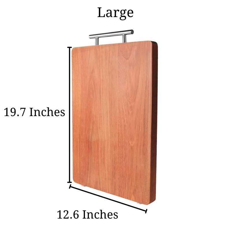 Size of the large Solid Rosewood Wooden Cutting Board that is 19.7 inches by 12.6 inches.
