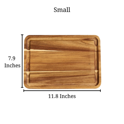 Size of the small Solid Acacia Wooden Cutting Board that is 11.8 inches by 7.9 inches.