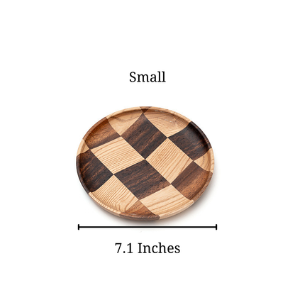 Sizing image for the Small Checkered Wooden Tray, being 7.1 inches.
