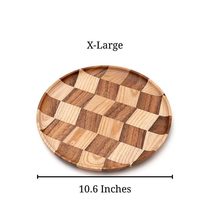 Sizing image for the X-Large Checkered Wooden Tray, being 10.6 inches.