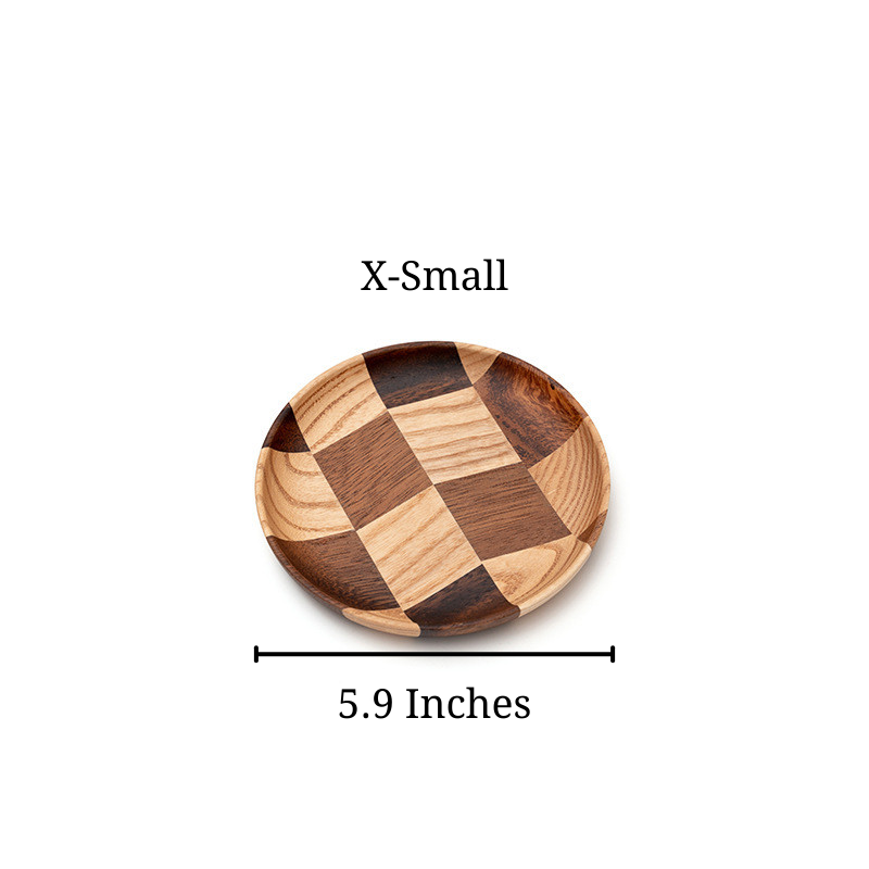 Sizing image for the X-small Checkered Wooden Tray, being 5.9 inches.