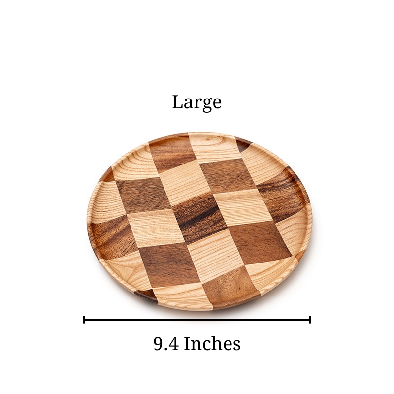 Sizing image for the Large Checkered Wooden Tray, being 9.4 inches.