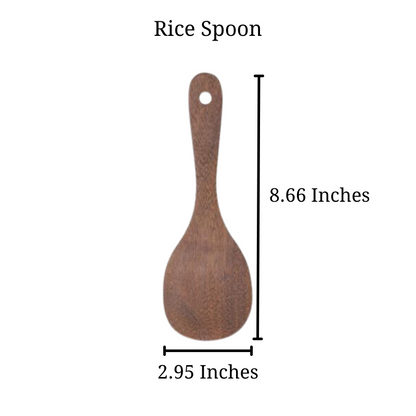 Shows sizing for long handle Jichimu Wood Spatulas, showing it 8.66 inches long, and 2.95 inches wide.